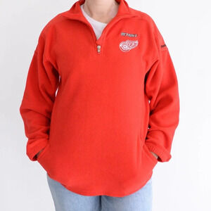Vintage Reebok Face Off Apparel Detroit Red Wings Half Zip Fleece Sweater M